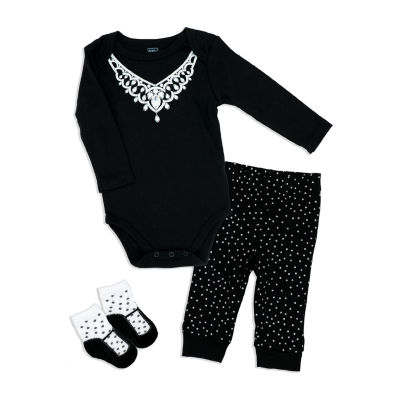 3 Stories Trading Company Baby Girls 3-pc. Round Neck Long Sleeve Bodysuit Set