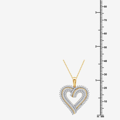 Womens / CT. T.W. Lab Grown White Diamond 14K Gold Over Silver Sterling Silver Heart Pendant Necklace