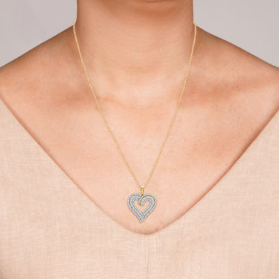 Womens / CT. T.W. Lab Grown White Diamond 14K Gold Over Silver Sterling Silver Heart Pendant Necklace