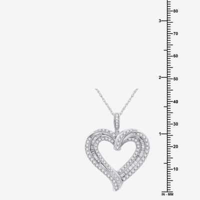 Womens 1 1/2 CT. T.W. Lab Grown White Diamond Sterling Silver Heart Pendant Necklace