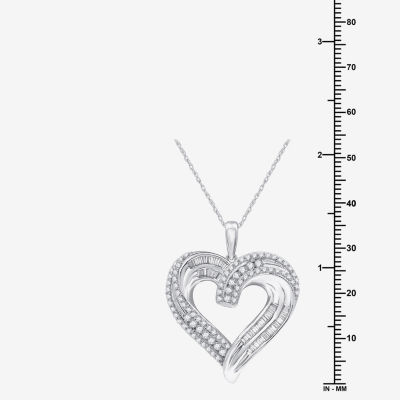 Womens 1/2 CT. T.W. Lab Grown White Diamond Sterling Silver Heart Pendant Necklace