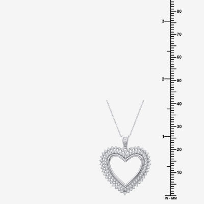 Womens 1/ CT. T.W. Lab Grown White Diamond Sterling Silver Heart Pendant Necklace