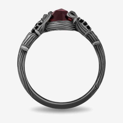 Enchanted Disney Fine Jewelry Villains Womens 1/10 CT. T.W. Genuine Red Garnet Sterling Silver Oval Evil Queen Cocktail Ring