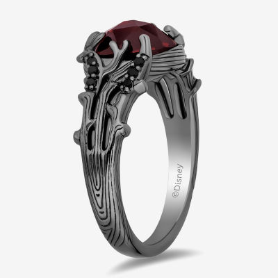 Enchanted Disney Fine Jewelry Villains Womens 1/10 CT. T.W. Genuine Red Garnet Sterling Silver Oval Evil Queen Cocktail Ring