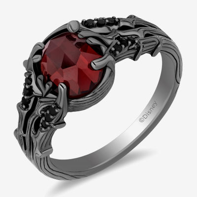 Enchanted Disney Fine Jewelry Villains Womens 1/10 CT. T.W. Genuine Red Garnet Sterling Silver Oval Evil Queen Cocktail Ring