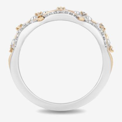 Enchanted Disney Fine Jewelry Womens 1/5 CT. Natural White Diamond 14K Two Tone Gold Over Silver Sterling Princess & The Frog Tiana Cocktail Ring