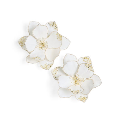 North Pole Trading Co. White Floral Clip Set 2-pc. Clips