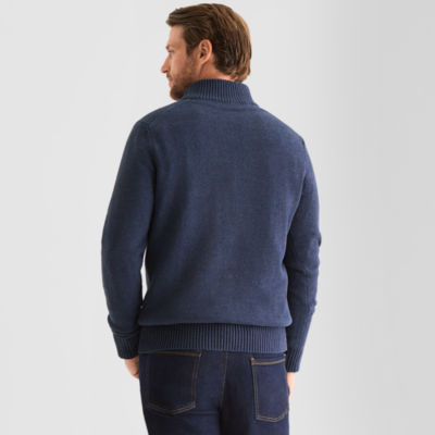 St. John's Bay Mens Mock Neck Long Sleeve Quarter-Zip Pullover Sweater
