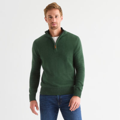 St. John's Bay Mens Mock Neck Long Sleeve Quarter-Zip Pullover Sweater