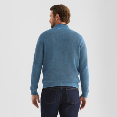 St. John's Bay Birdseye Mens Mock Neck Long Sleeve Quarter-Zip Pullover Sweater