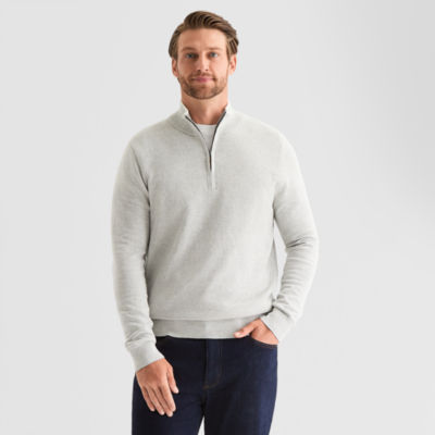 John's Bay Birdseye Mens Mock Neck Long Sleeve Quarter-Zip