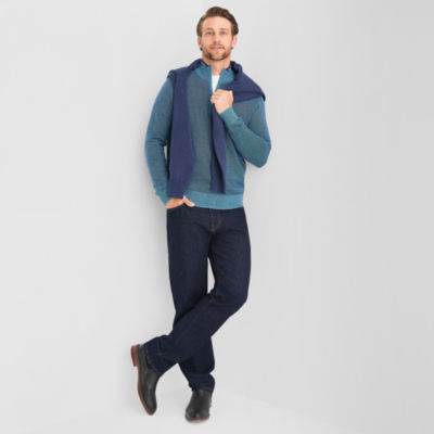 St. John's Bay Birdseye Mens Mock Neck Long Sleeve Quarter-Zip Pullover Sweater