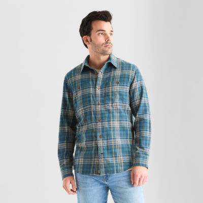 mutual weave Mens Long Sleeve Regular Fit Flannel Shirt