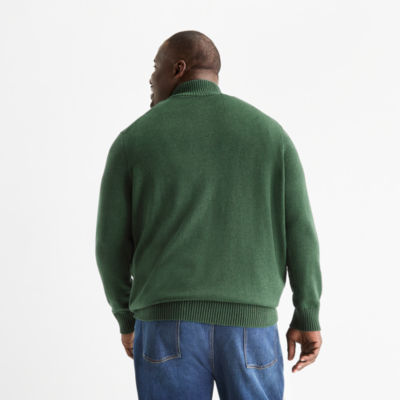 St. John's Bay Quarter Zip Big and Tall Mens Mock Neck Long Sleeve