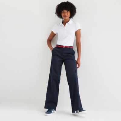 IZOD-Juniors Womens Wide Leg Flat Front Pant