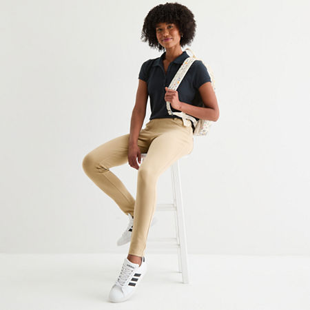 IZOD Womens Skinny Skinny Fit Juniors Pull-On Pant, 4, Beige