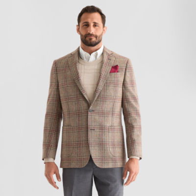 Stafford Mens Plaid Classic Fit Sport Coat