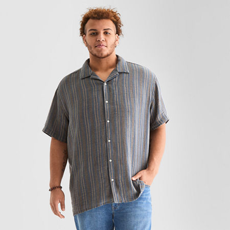 Arizona Mens Big and Tall Short Sleeve Button Down Shirt, 2x-large, Blue
