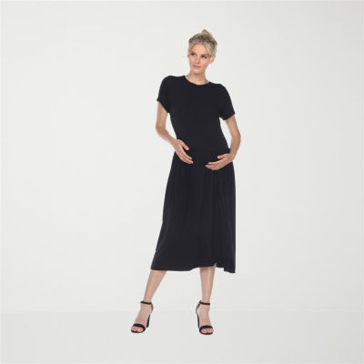 White Mark Womens Maternity Short Sleeve Maxi Dress