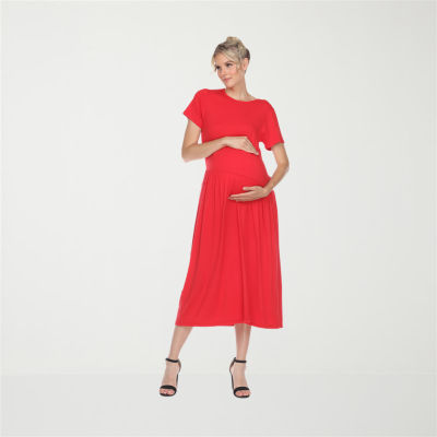White Mark Womens Maternity Short Sleeve Maxi Dress