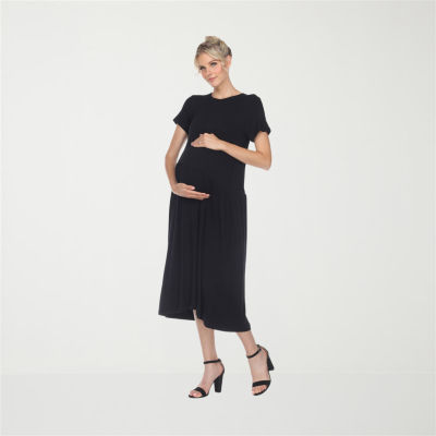 White Mark Womens Maternity Short Sleeve Maxi Dress