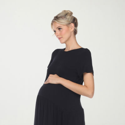 White Mark Womens Maternity Short Sleeve Maxi Dress