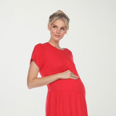 White Mark Womens Maternity Short Sleeve Maxi Dress