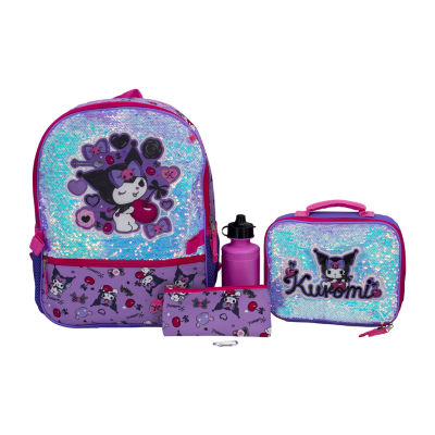 Licensed 5 Piece Kuromi Backpack Set with Matching Lunch Bag