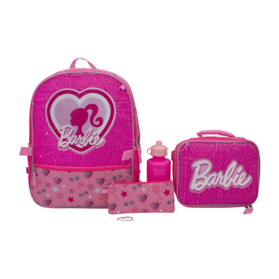 Licensed 5 Piece Barbie Backpack Set with Matching Lunch Bag