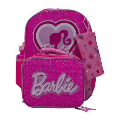 Licensed 5 Piece Barbie Backpack Set with Matching Lunch Bag