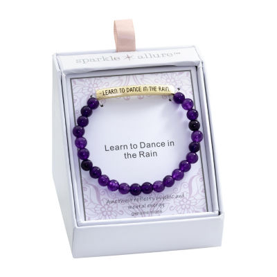 Sparkle Allure Empowerment Womens Purple Amethyst 14K Gold Over Brass Bar Beaded Bracelet