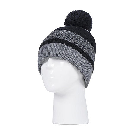 Heat Holders Snow Sports Striped Womens Moisture Wicking Beanie In Black