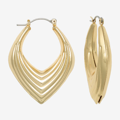 Bold Elements Gold Tone 32.7mm Cheveron Stainless Steel Hoop Earrings
