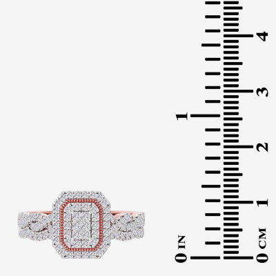 Womens 1/2 CT. T.W. Mined White Diamond 10K Rose Gold Side Stone Halo Bridal Set