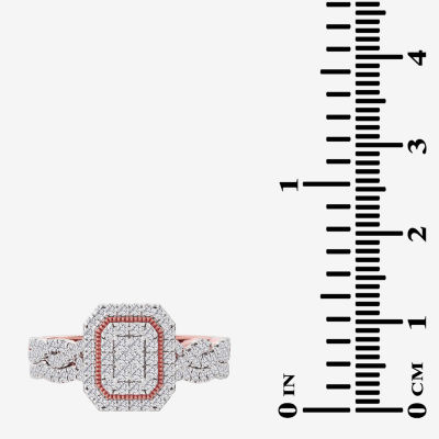 Womens CT. T.W. Natural White Diamond 10K Gold Side Stone Halo Bridal Set