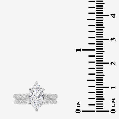 Signature By Modern Bride (G-H / Vs2-Si1) Womens 2 1/2 CT. T.W. Lab Grown White Diamond 14K Gold Marquise Side Stone Bridal Set