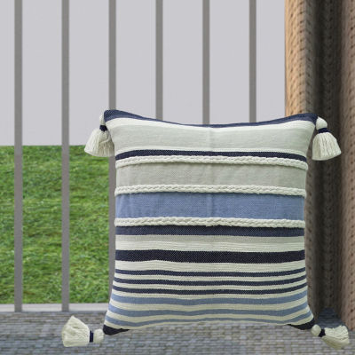 Vibhsa Braided Textured Stripe Square Throw Pillow