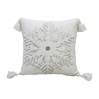 Vibhsa Christmas Snowflake Square Throw Pillow