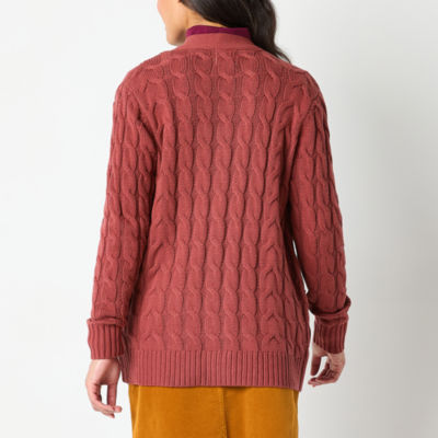 St. John's Bay Womens Long Sleeve Open Front Cardigan