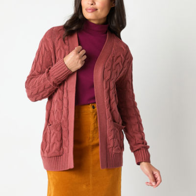 St. John's Bay Womens Long Sleeve Open Front Cardigan