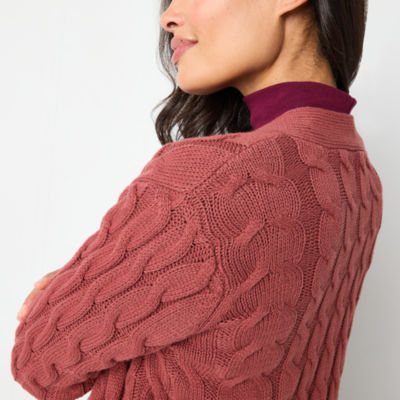 St. John's Bay Womens Long Sleeve Open Front Cardigan