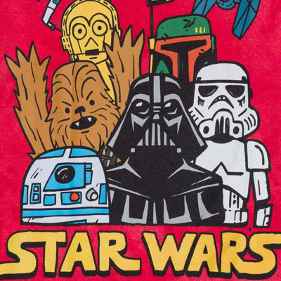 Disney Collection Little & Big Kid Boys Crew Neck Short Sleeve Regular Fit Star Wars Graphic T-Shirt