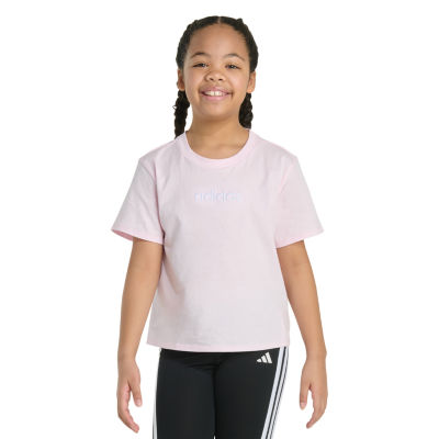 adidas Big Girls Embroidered Crew Neck Short Sleeve Graphic T-Shirt