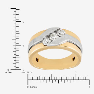 Mens 9.5MM 3/4 CT. T.W. Natural White Diamond 10K Two Tone Gold Wedding Band