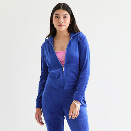 Juicy By Juicy Couture Womens Lightweight Juniors Track Jacket, Large, Blue