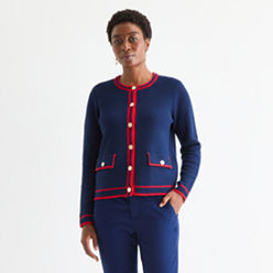トップス 90s st john's bay cotton cardigan L Vintage 90s St Johns Bay Cotton Navy Blue Cardigan Sweater
