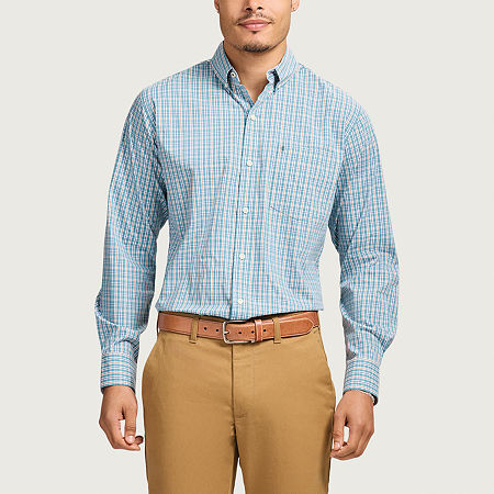 IZOD Performance Comfort Mens Long Sleeve Classic Fit Stretch Fabric Button-Down Shirt, Small, Blue