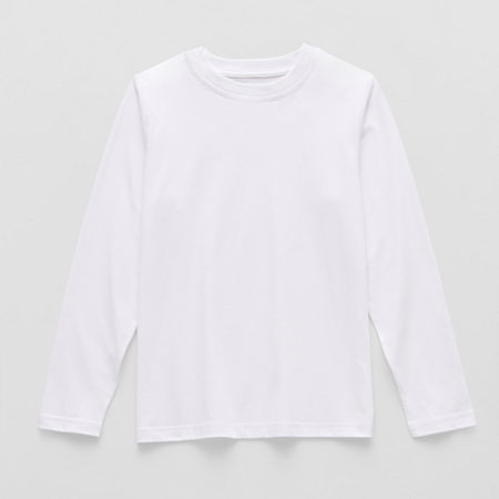 Thereabouts Little & Big Boys Crew Neck Long Sleeve T-Shirt, Large (14-16), White