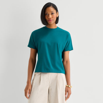 Worthington Womens Crew Neck Short Sleeve T-Shirt
