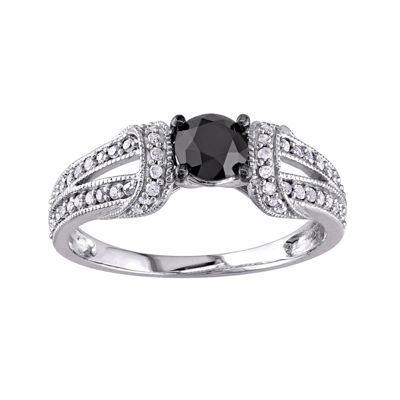 1 1/8 CT. T.W. ColorEnhanced Black Diamond 10K White Gold Bridal Ring
